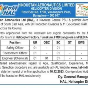 HAL Safety Officer Recruitment 2023 All Exam Review