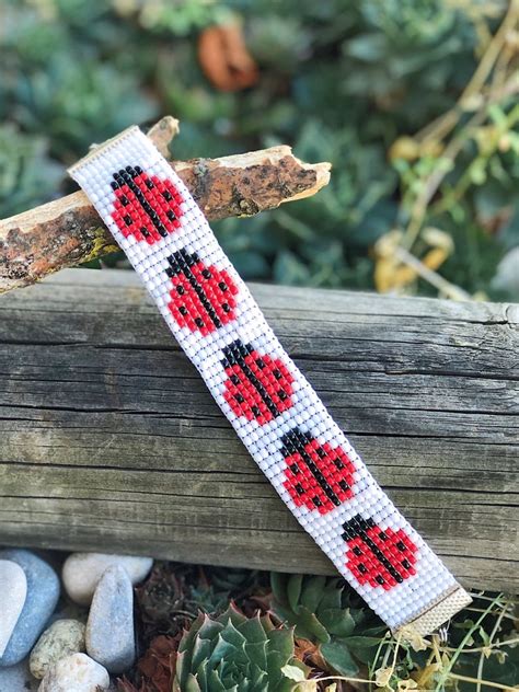 Ladybug Bead Loom Bracelet Handmade Craft Bracelet Etsy In 2020