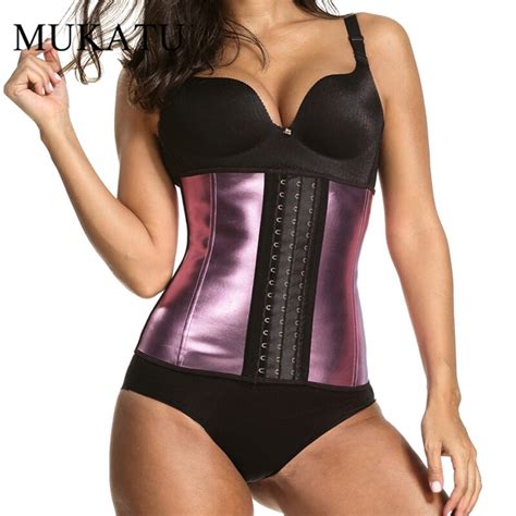 Mukatu 2016 Metallic Gold Latex Waist Cincher Waist Corsets Steel Bone