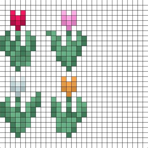 Minecraft Tulips Perler Bead Pattern