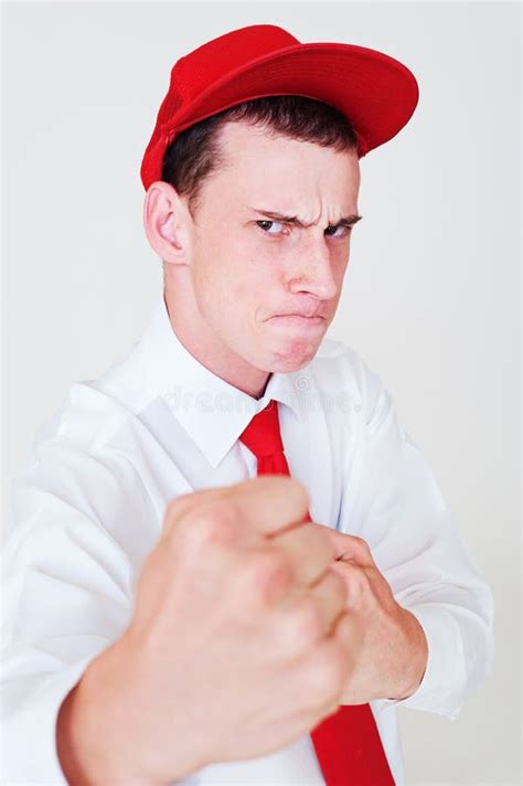 Man In Red Cap Stock Image Image Of Action Necktie 16161611