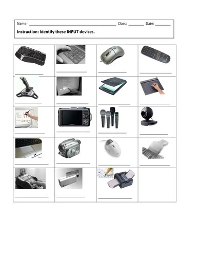 Input Devices Worksheet