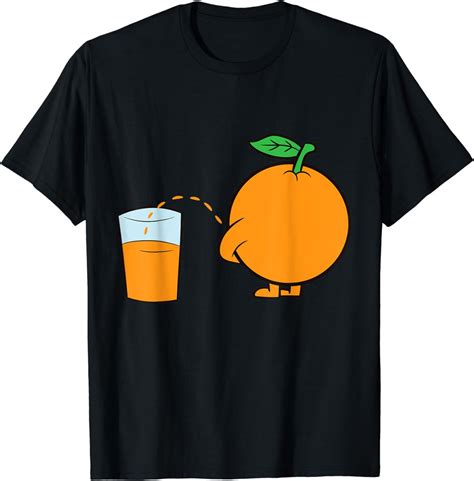 Orange Peeing Into Glass Funny Orange Juice T Shirt