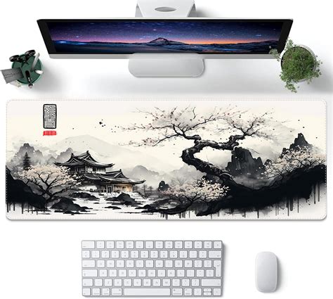 Amazon Cdeb Black And White Cherry Blossom Gaming Mouse Pad Xl