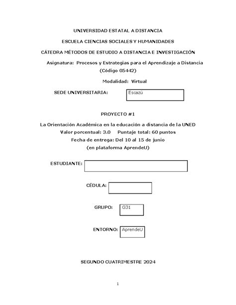 P Proyecto Universidad Estatal A Distancia Escuela