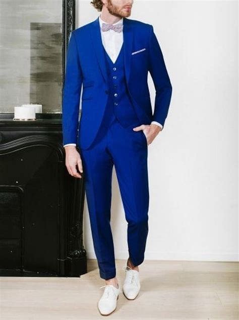 Men S Formal Royal Blue 3 Piece Suit Slim Fit One Button Etsy Blue Suit Men Men Suits Blue