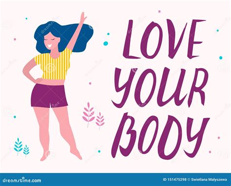 Love Your Body Card Poster Beautiful Plus Size Woman Flat