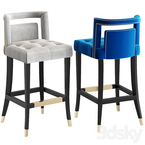 Candelabra Home Hart Velvet Counter Stool Chair 3D Model