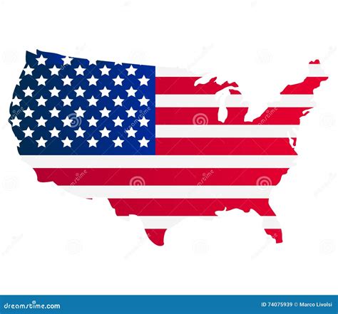 Mapa De Los Estados Unidos Con La Bandera Stock de ilustración