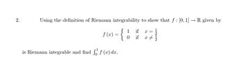 Answered Riemann Integrability To Bartleby