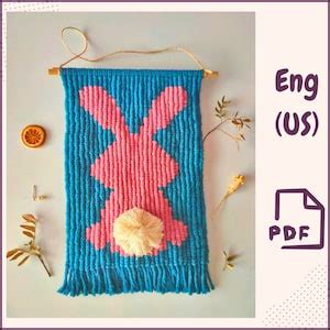 Macrame Easter Bunny Pattern Pixel Rabbit Macrame Wall Hanging Pdf