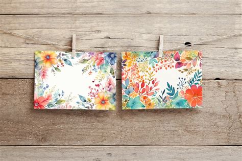 Whimsical Watercolor Flowers Border Digital Download 10 PNG and SVG ...