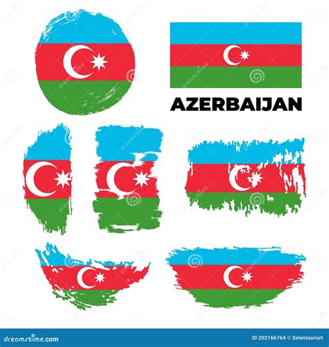 Conjunto De Bandeiras Do Azerbaij O Ilustra O De Estoque Vetorial