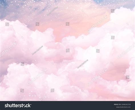 Sugar Cotton Pink Clouds Vector Design Background Glamour Fairytale