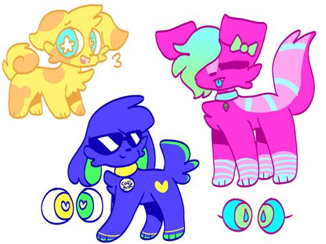 Neon dog adoptables by qirafffe on DeviantArt