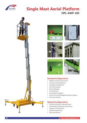 FUTURE INDUSTRIES Single Mast Aerial Platform Model Name Number FIPL