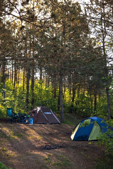 Tourist Camp Tents And Folding Chairs With Table Camping Equipment