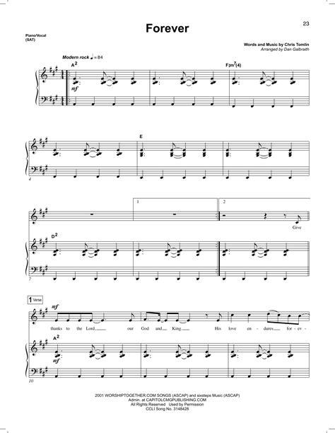 Chris Tomlin Forever Sheet Music