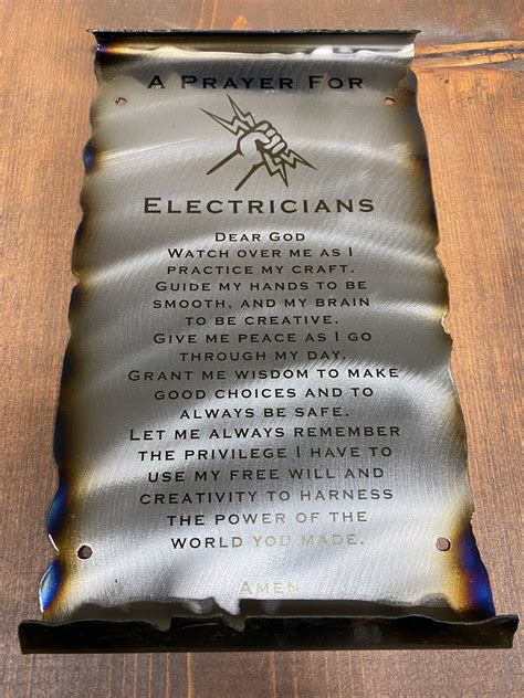 Electrician Ts Electrician Prayer Metal Wall Hanging Etsy