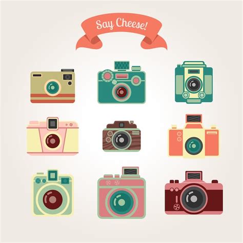 Vintage Cameras Collection Vector Free Download