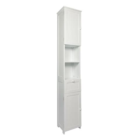 Woodluv Woodlluv Mdf Slim Shaker Tall Boy Free Standing Bathroom Storage Cabinet Unit White Wood