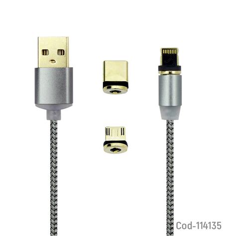 Generico Cable Usb Magnetico 3 En 1 Usb Microiphonetype C En Caja