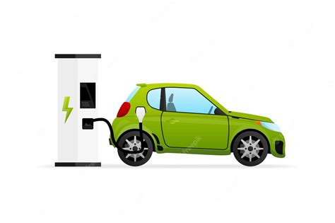 Premium Vector Electric Car On Charging Station Vehicle Being Charged