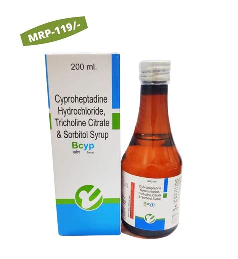 Bcyp Tricholine Citrate Cyproheptadine Hydrochloride Syrup Packaging