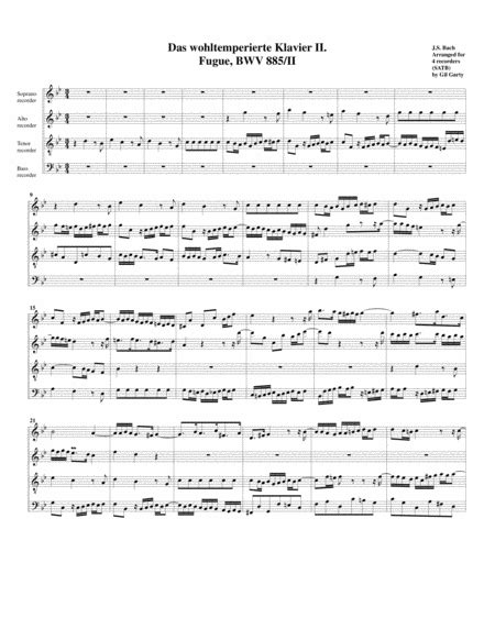 Fugue From Das Wohltemperierte Klavier II BWV 885 II Arrangement For