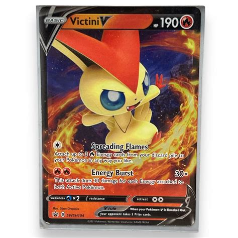 Victini V Swsh104 Holo Black Star Promo Pokemon Card Values Mavin