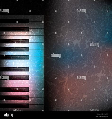 Abstract Grunge Music Background With Piano Keys On Black Stock Photo