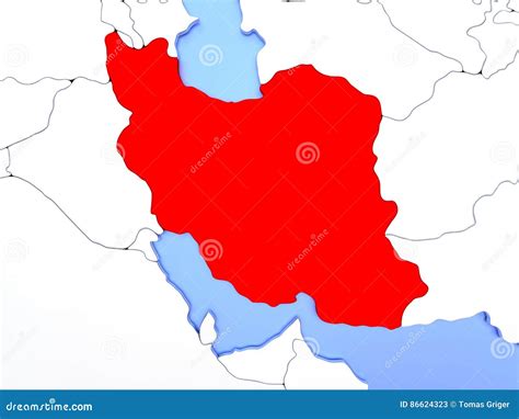 Иран в красном цвете на карте Иллюстрация штока иллюстрации