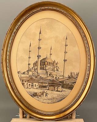 19 YÜZYIL OSMANLI R OSMANN İMZALI Mürekkep ve suluboya Ölçü 31x41