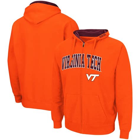 Mens Colosseum Orange Virginia Tech Hokies Arch And Logo 30 Full Zip Hoodie