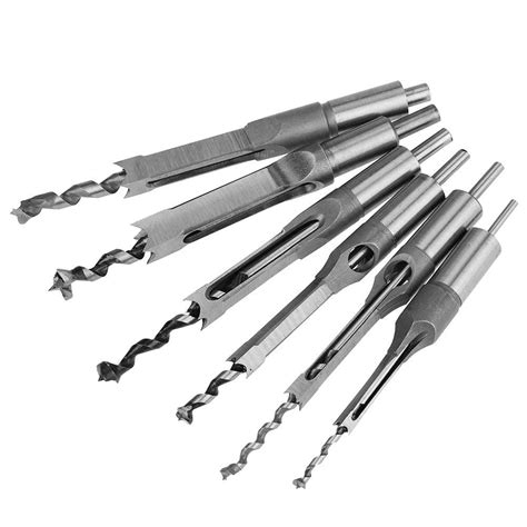 6pcs Woodworking Square Hole Drill Bits Wood Square Hole Drill Bit Sets