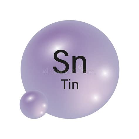 Tin Element Icon Glossy Purple Sphere Chemical Symbol Sn Vector