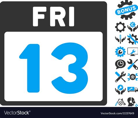 13 Friday Calendar Page Icon With Bonus Royalty Free Vector