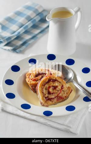 Jam roly poly Traditional British pudding Stock Photo - Alamy