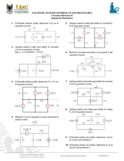 Taller Análisis senoidal en estado estable Circuitos II Luis Carlos