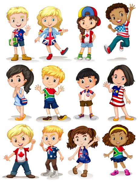 Niños y niñas de la ilustración de diferentes países Imágenes ...