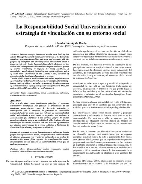 PDF La Responsabilidad Social Universitaria Como Estrategia De