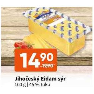 Jihočeský Eidam sýr 100 g 45 tuku v akci AkcniCeny cz