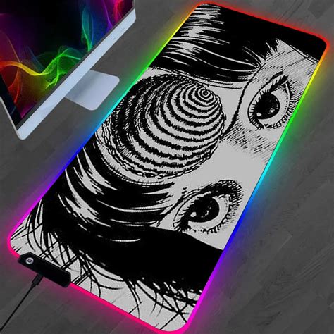 Manga Junji Ito Led Gaming Mousepads Large Desk Mat Pc Gamer Xl