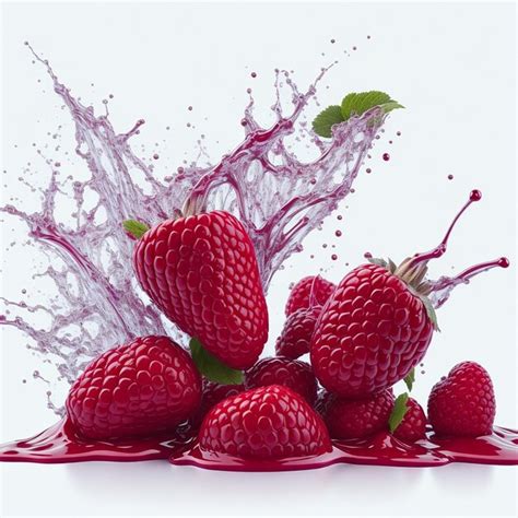 Premium Photo Raspberries In Juice Splash Isolated On A White And