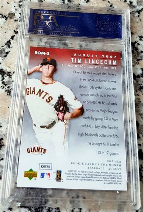 TIM LINCECUM 2007 Upper Deck 1 Draft Pick Rookie Card RC PSA 10 GEM