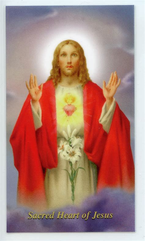 Sacred Heart Laminated Holy Cards Quantity 25 Prayer Cards Catholic Pictures