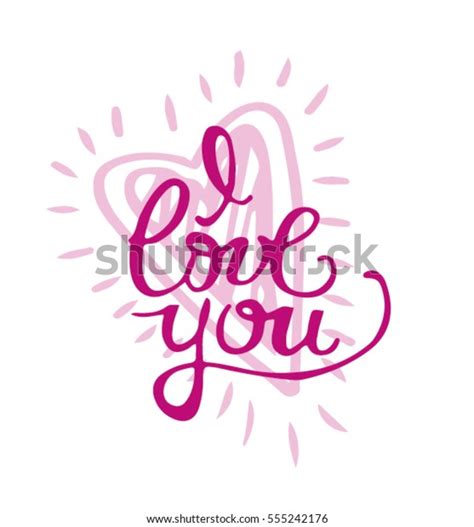 Love You Hand Written Lettering Romantic Stock Vector Royalty Free