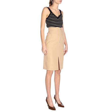 Twinset Outlet Gonna Twin Set Classica Con Zip Beige Gonna Twinset