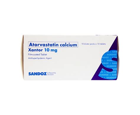 Sandoz Atorvastatin Calcium Xantor 10mg Film Coated 10 Blister Packs X