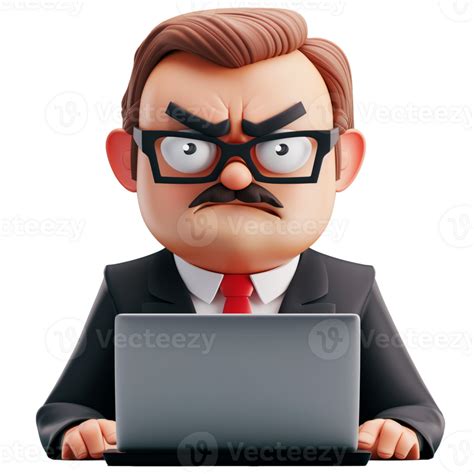 Ai Generated Office Boss In Front Of Laptop With Angry Expression 36465546 Png